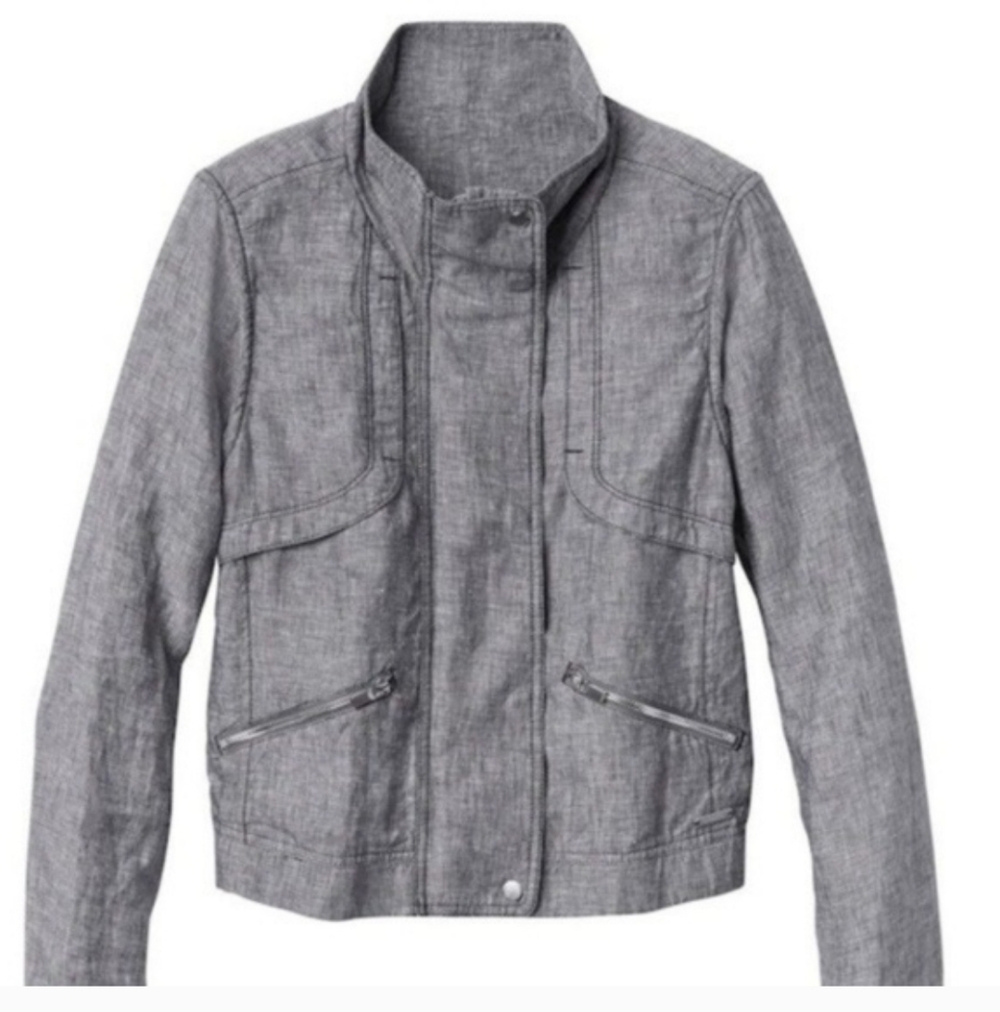 Athleta Sahara Linen Gray Utility Jacket